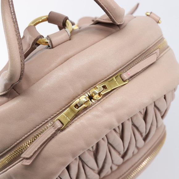 Miu Miu Matelasse Backpack Leather Pink Gold Auth 213319A