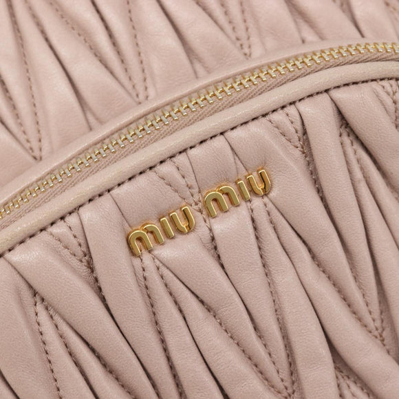 Miu Miu Matelasse Backpack Leather Pink Gold Auth 213319A