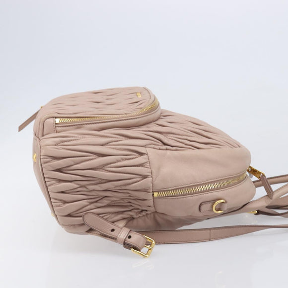 Miu Miu Matelasse Backpack Leather Pink Gold Auth 213319A