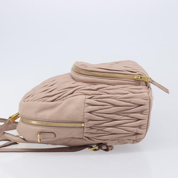 Miu Miu Matelasse Backpack Leather Pink Gold Auth 213319A