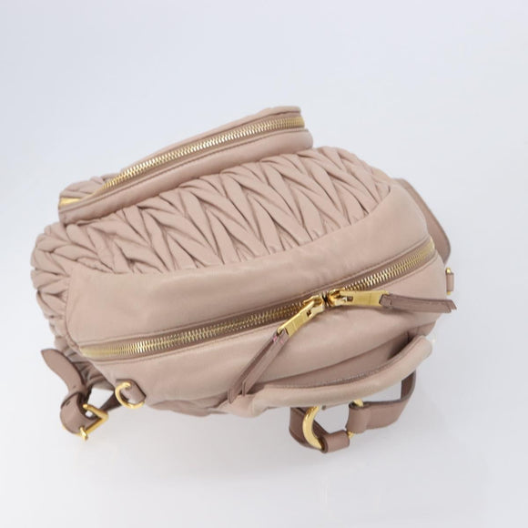Miu Miu Matelasse Backpack Leather Pink Gold Auth 213319A