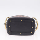Chloe Hand Bag Leather Navy Gold Auth 213323A-12