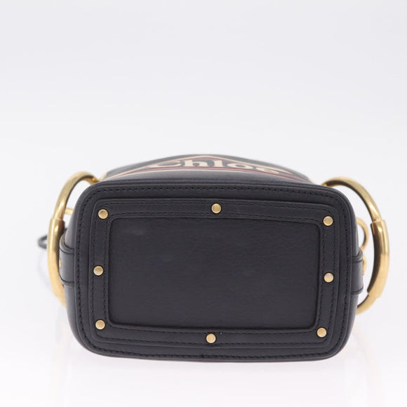 Chloe Hand Bag Leather Navy Gold Auth 213323A