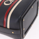 Chloe Hand Bag Leather Navy Gold Auth 213323A-13