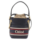 Chloe Hand Bag Leather Navy Gold Auth 213323A-2