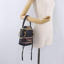 Chloe Hand Bag Leather Navy Gold Auth 213323A-23