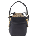 Chloe Hand Bag Leather Navy Gold Auth 213323A-3