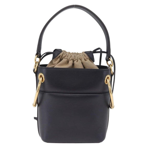 Chloe Hand Bag Leather Navy Gold Auth 213323A