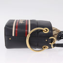 Chloe Hand Bag Leather Navy Gold Auth 213323A-4