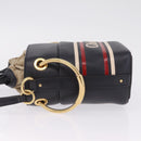 Chloe Hand Bag Leather Navy Gold Auth 213323A-5