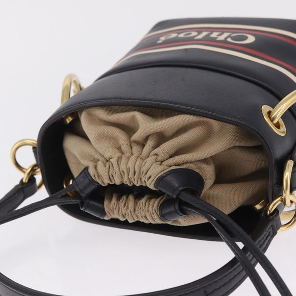 Chloe Hand Bag Leather Navy Gold Auth 213323A