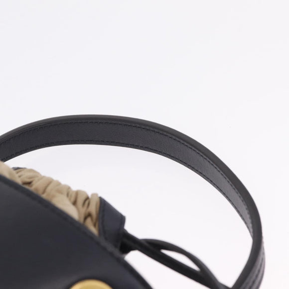 Chloe Hand Bag Leather Navy Gold Auth 213323A