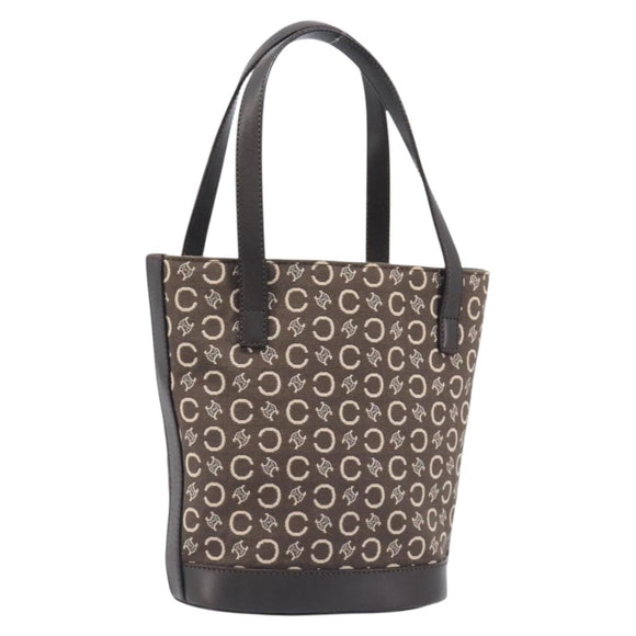 CELINE C Macadam Canvas Hand Bag Brown Gold Auth 213331