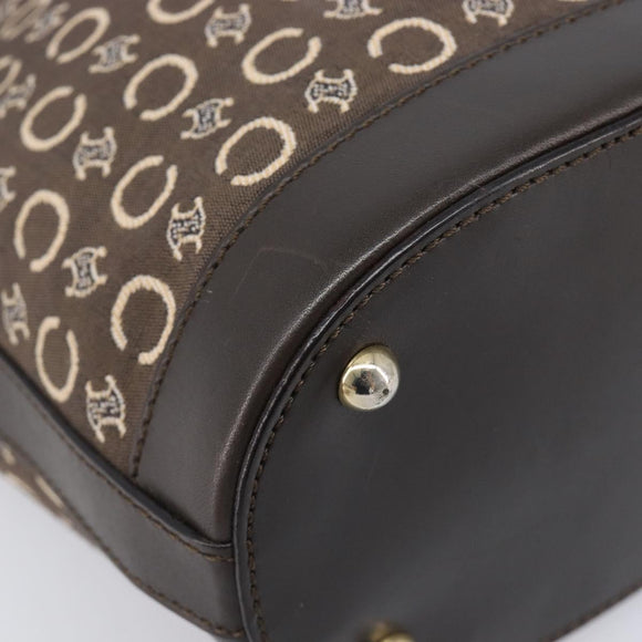 CELINE C Macadam Canvas Hand Bag Brown Gold Auth 213331