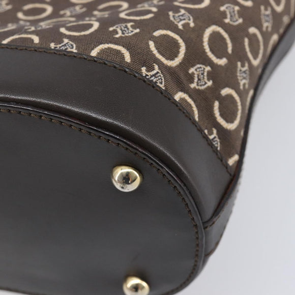 CELINE C Macadam Canvas Hand Bag Brown Gold Auth 213331