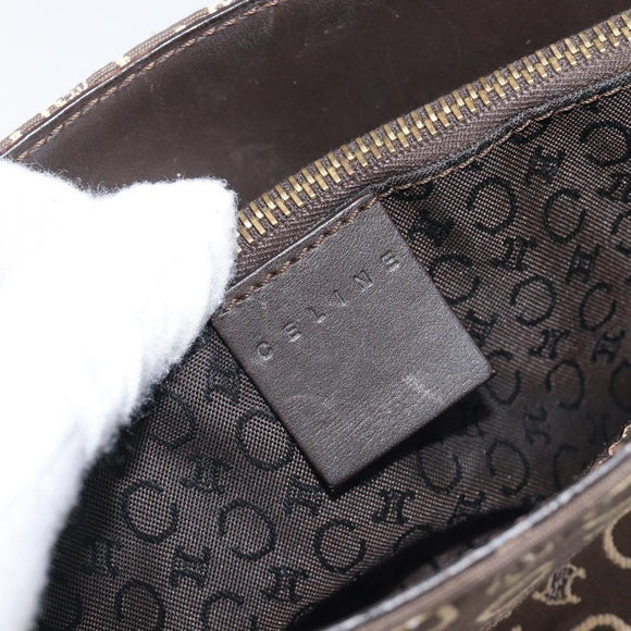 CELINE C Macadam Canvas Hand Bag Brown Gold Auth 213331