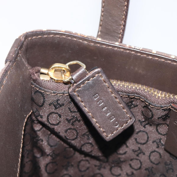 CELINE C Macadam Canvas Hand Bag Brown Gold Auth 213331