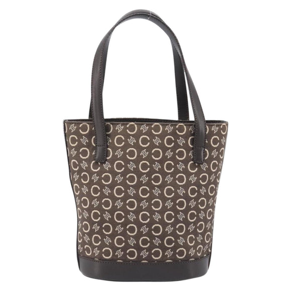 CELINE C Macadam Canvas Hand Bag Brown Gold Auth 213331