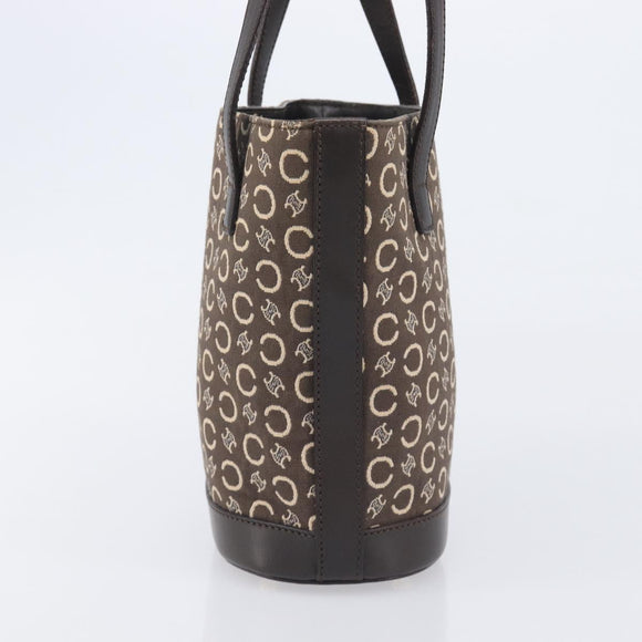 CELINE C Macadam Canvas Hand Bag Brown Gold Auth 213331