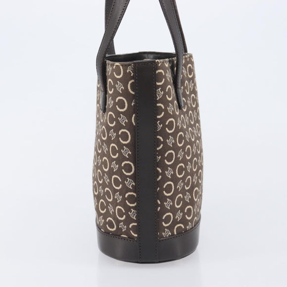 CELINE C Macadam Canvas Hand Bag Brown Gold Auth 213331