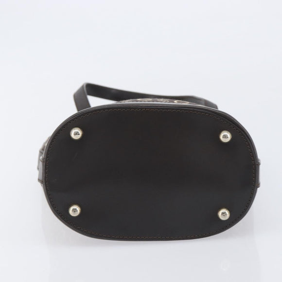 CELINE C Macadam Canvas Hand Bag Brown Gold Auth 213331