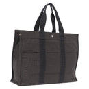 HERMES Her Line GM Hand Bag Canvas Gray Silver Auth 213342A-1