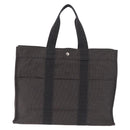HERMES Her Line GM Hand Bag Canvas Gray Silver Auth 213342A-2