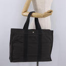 HERMES Her Line GM Hand Bag Canvas Gray Silver Auth 213342A-22