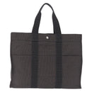 HERMES Her Line GM Hand Bag Canvas Gray Silver Auth 213342A-3