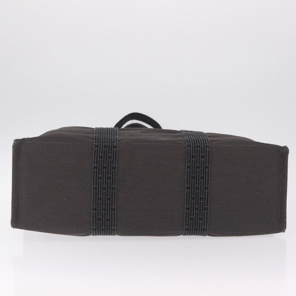 HERMES Her Line GM Hand Bag Canvas Gray Silver Auth 213342A