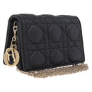 Christian Dior Canage Chain Shoulder Bag Lamb Skin Black Gold Auth 213354M-1