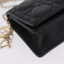 Christian Dior Canage Chain Shoulder Bag Lamb Skin Black Gold Auth 213354M-10