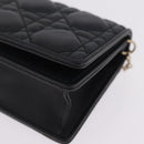 Christian Dior Canage Chain Shoulder Bag Lamb Skin Black Gold Auth 213354M-11