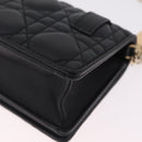 Christian Dior Canage Chain Shoulder Bag Lamb Skin Black Gold Auth 213354M-13