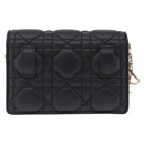 Christian Dior Canage Chain Shoulder Bag Lamb Skin Black Gold Auth 213354M-3