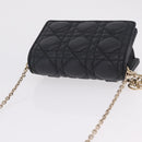Christian Dior Canage Chain Shoulder Bag Lamb Skin Black Gold Auth 213354M-6