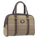 Burberrys Nova Check Boston Bag Canvas Beige Gold Auth 213356-1
