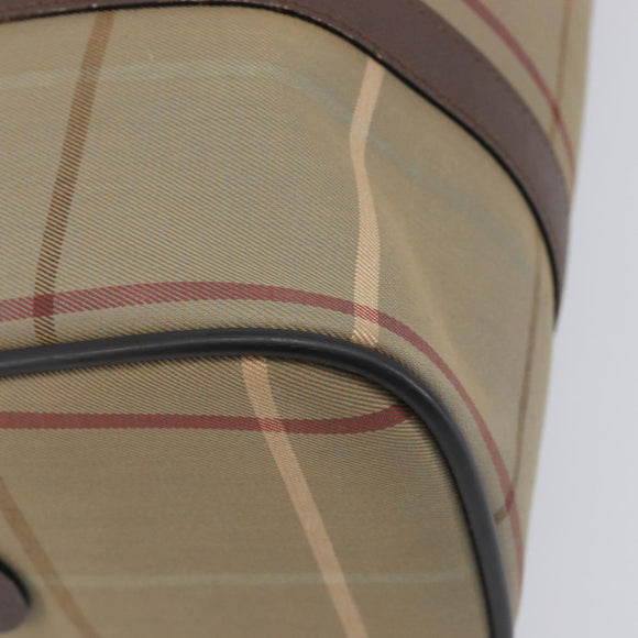Burberrys Nova Check Boston Bag Canvas Beige Gold Auth 213356