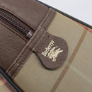 Burberrys Nova Check Boston Bag Canvas Beige Gold Auth 213356-15