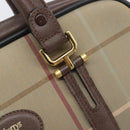 Burberrys Nova Check Boston Bag Canvas Beige Gold Auth 213356-16