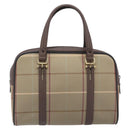 Burberrys Nova Check Boston Bag Canvas Beige Gold Auth 213356-3