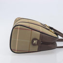 Burberrys Nova Check Boston Bag Canvas Beige Gold Auth 213356-4