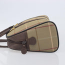 Burberrys Nova Check Boston Bag Canvas Beige Gold Auth 213356-5