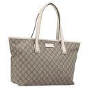 GUCCI GG Supreme Tote Bag PVC Beige Silver 211137 Auth 213362-1
