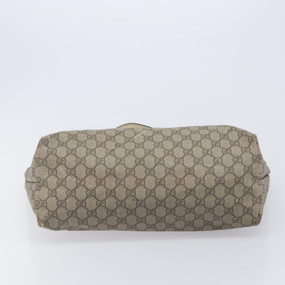 GUCCI GG Supreme Tote Bag PVC Beige Silver 211137 Auth 213362