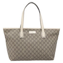 GUCCI GG Supreme Tote Bag PVC Beige Silver 211137 Auth 213362-2