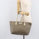 GUCCI GG Supreme Tote Bag PVC Beige Silver 211137 Auth 213362-28