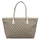 GUCCI GG Supreme Tote Bag PVC Beige Silver 211137 Auth 213362-3