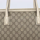 GUCCI GG Supreme Tote Bag PVC Beige Silver 211137 Auth 213362-4