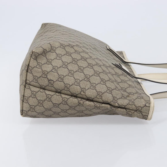 GUCCI GG Supreme Tote Bag PVC Beige Silver 211137 Auth 213362